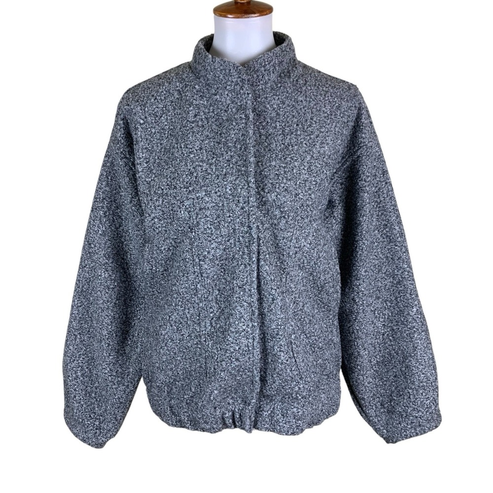 8 Birdies Boucle Snap‎ Front Jacket M Gray Cozy Minimalist Casual Outerwear